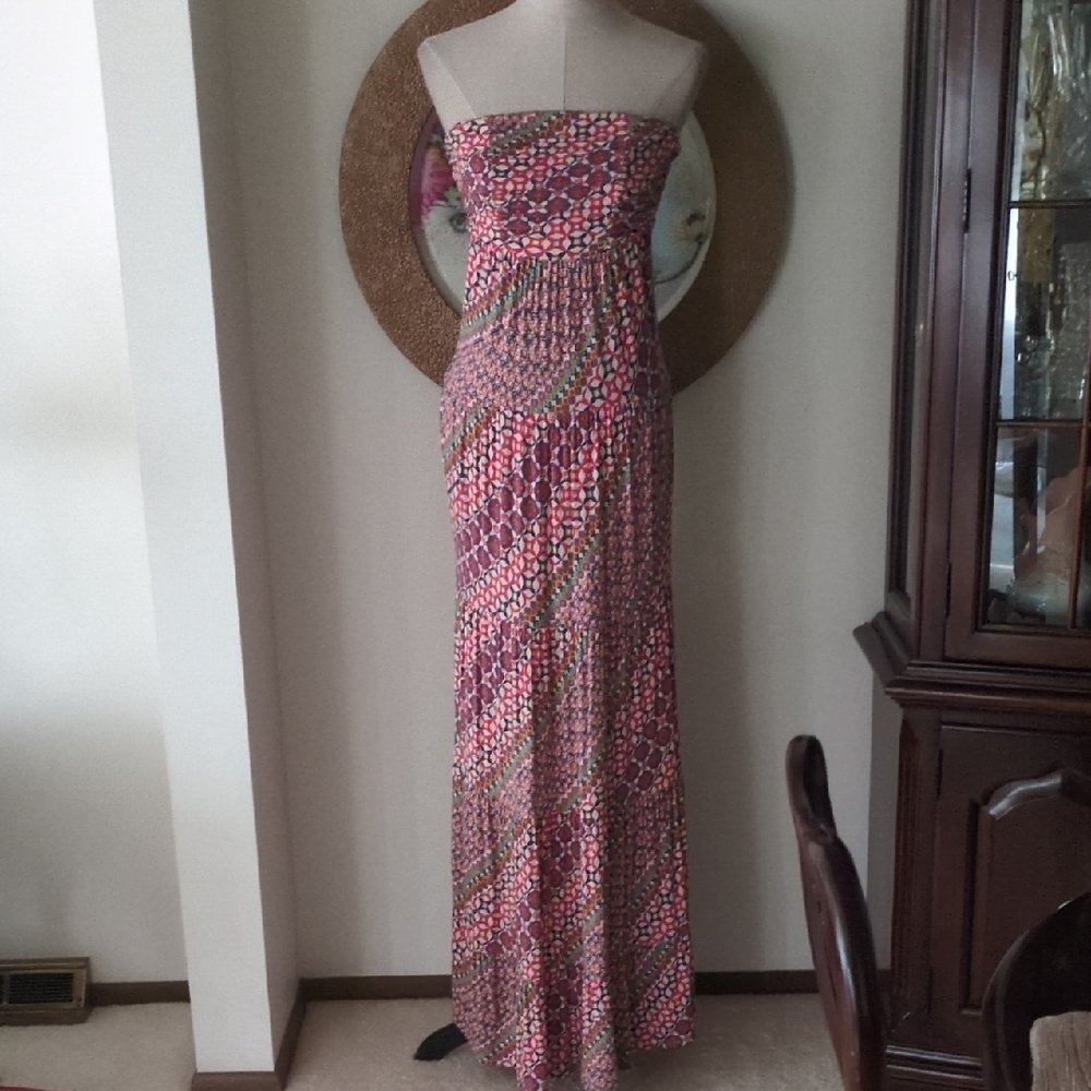 Guess Strapless Multicolor Maxi Dress